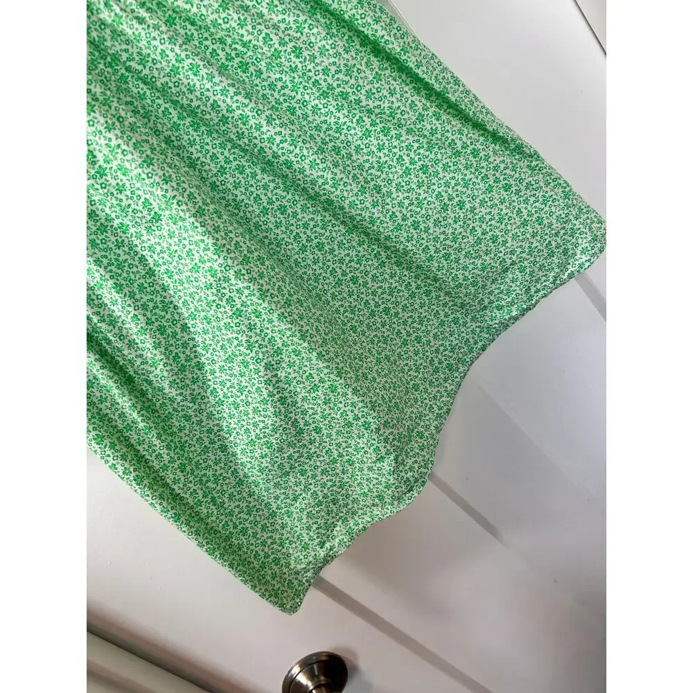 J.‎ Crew Women's Floral 100% Cotton Puff Sleeve Blouse Top Green White Size XS